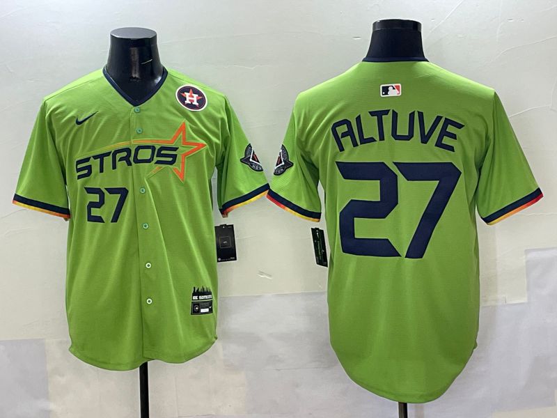 Men Houston Astros #27 Altuve Green three generations Joint Name 2025 Nike MLB Jersey style 7->houston astros->MLB Jersey